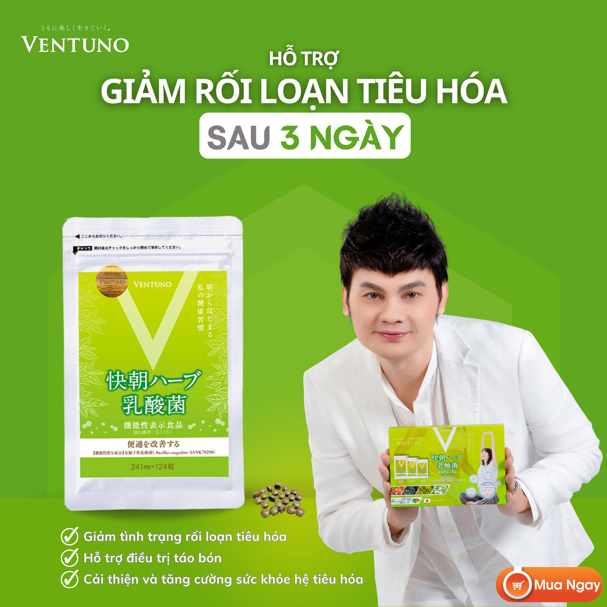 Ventuno Kaicho Herb Lactic Acid Bacteria cùng NSƯT Kim Tiểu Long