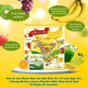 Bột Lá Lúa Mạch Non Với Hạt Chia Và 16 Loại Ngũ Cốc