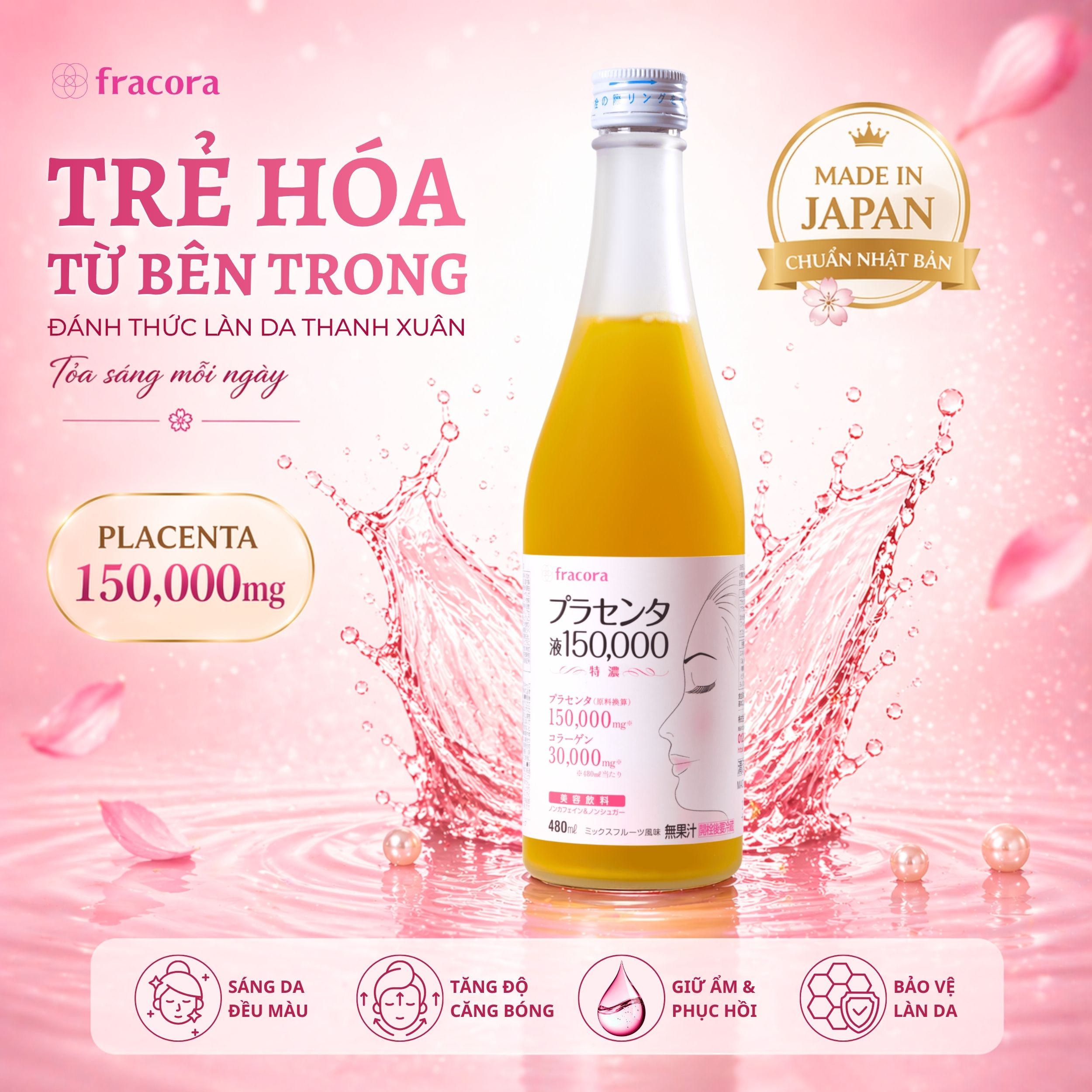 Nước Uống Nhau Thai Fracora Placenta Drink 150.000mg New