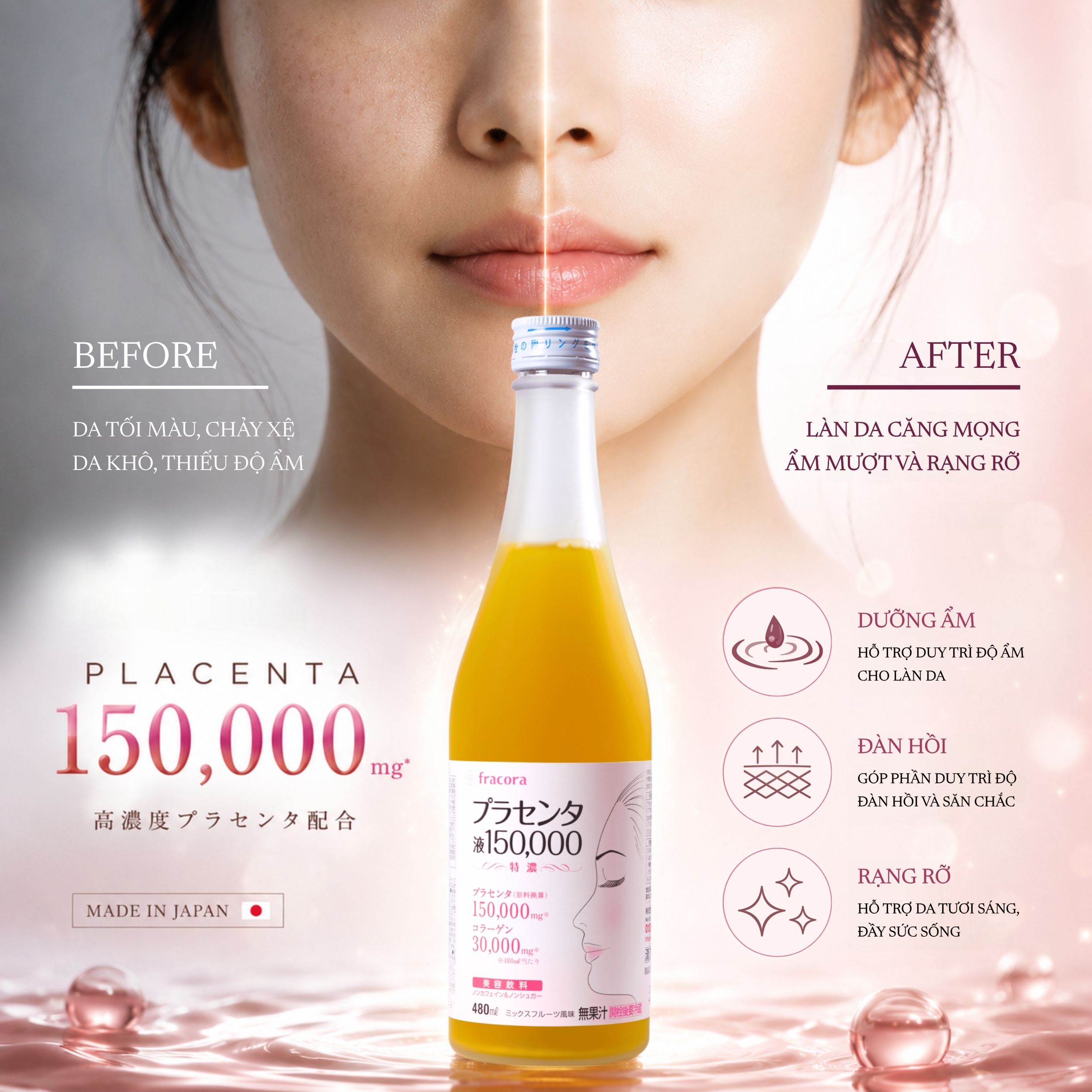 Nước Uống Nhau Thai Fracora Placenta Drink 150.000mg New