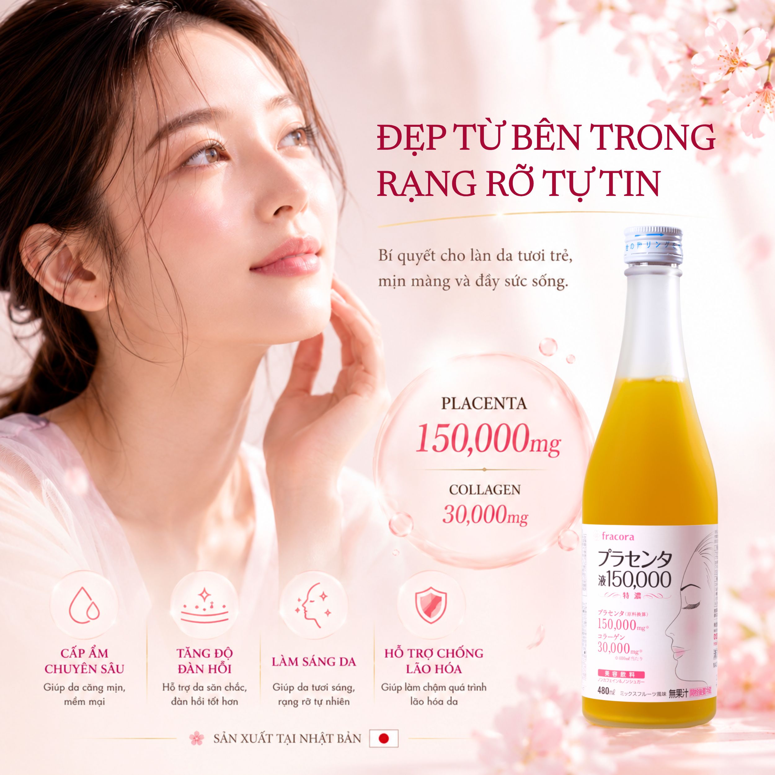 Nước Uống Nhau Thai Fracora Placenta Drink 150.000mg New