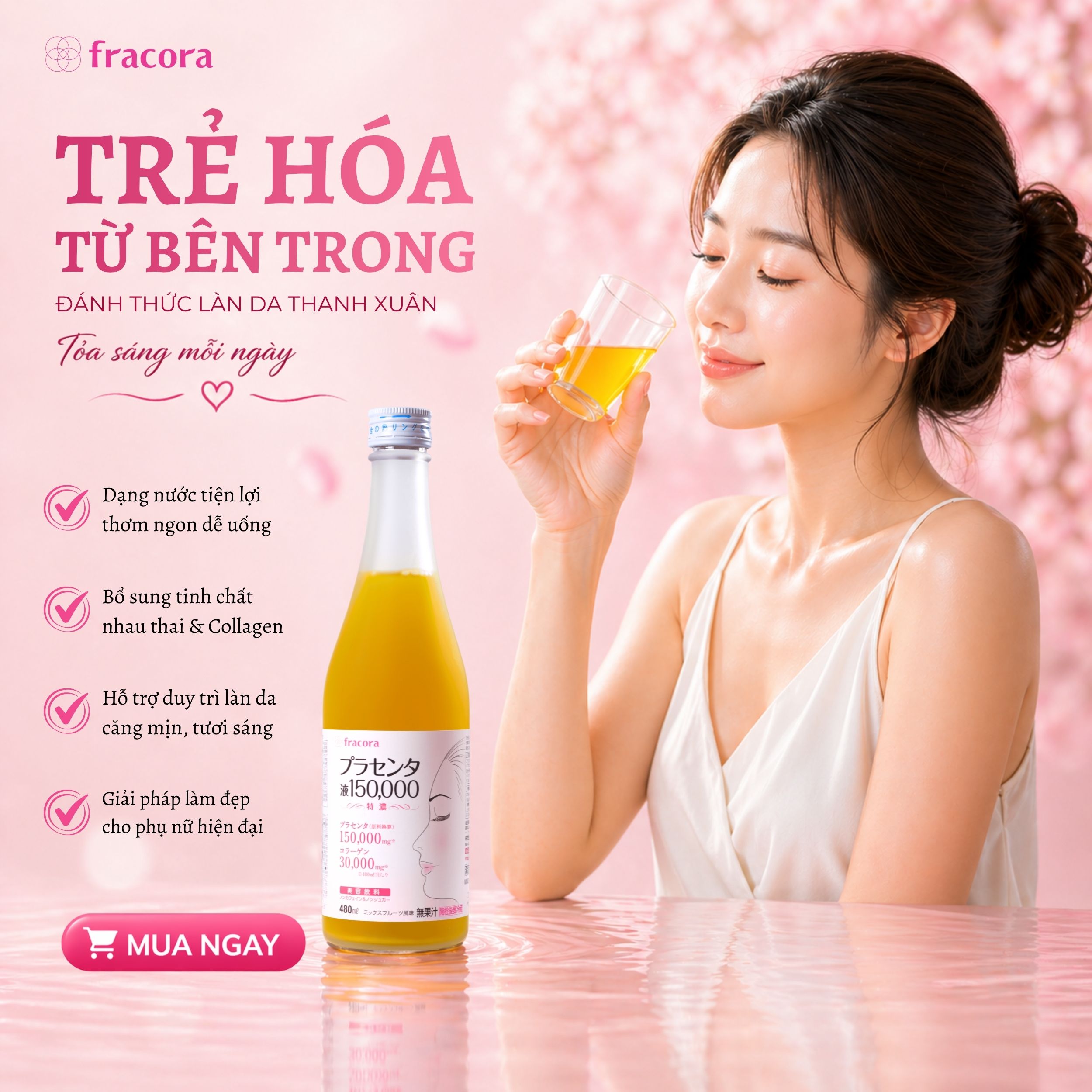 Nước Uống Nhau Thai Fracora Placenta Drink 150.000mg New