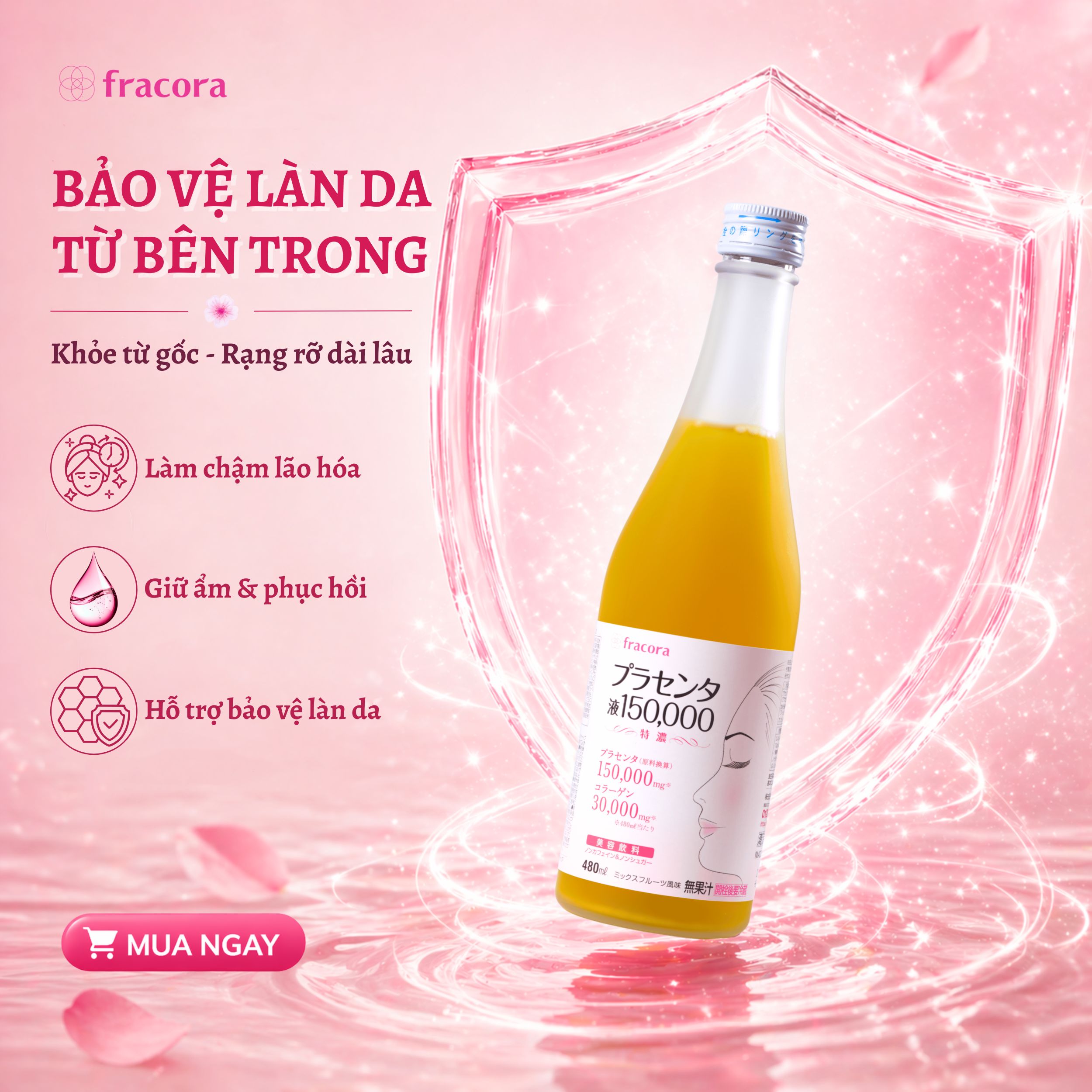 Nước Uống Nhau Thai Fracora Placenta Drink 150.000mg New