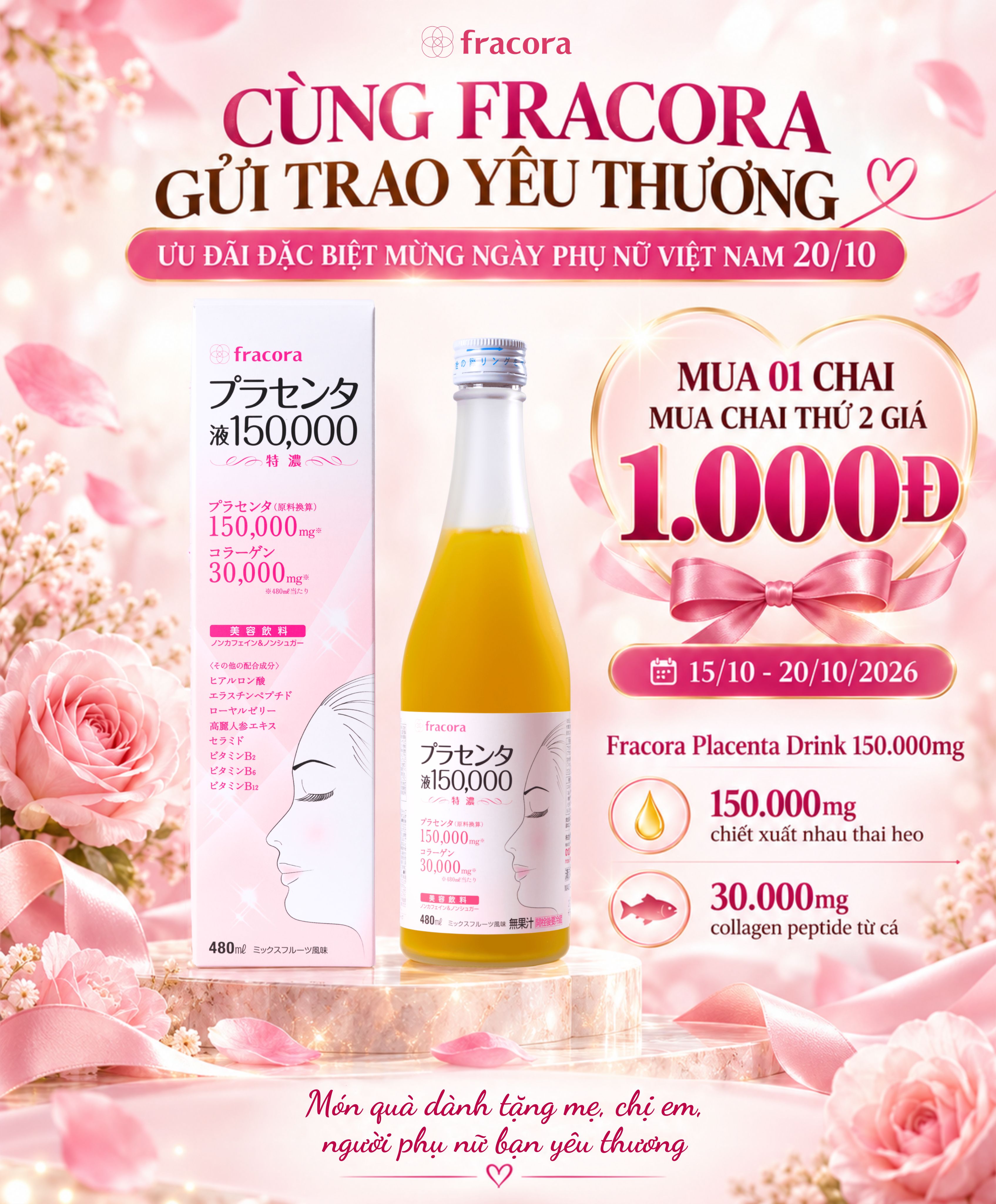 FRACORA ƯU ĐÃI ĐẶC BIỆT MỪNG NGÀY PHỤ NỮ VIỆT NAM 20/10